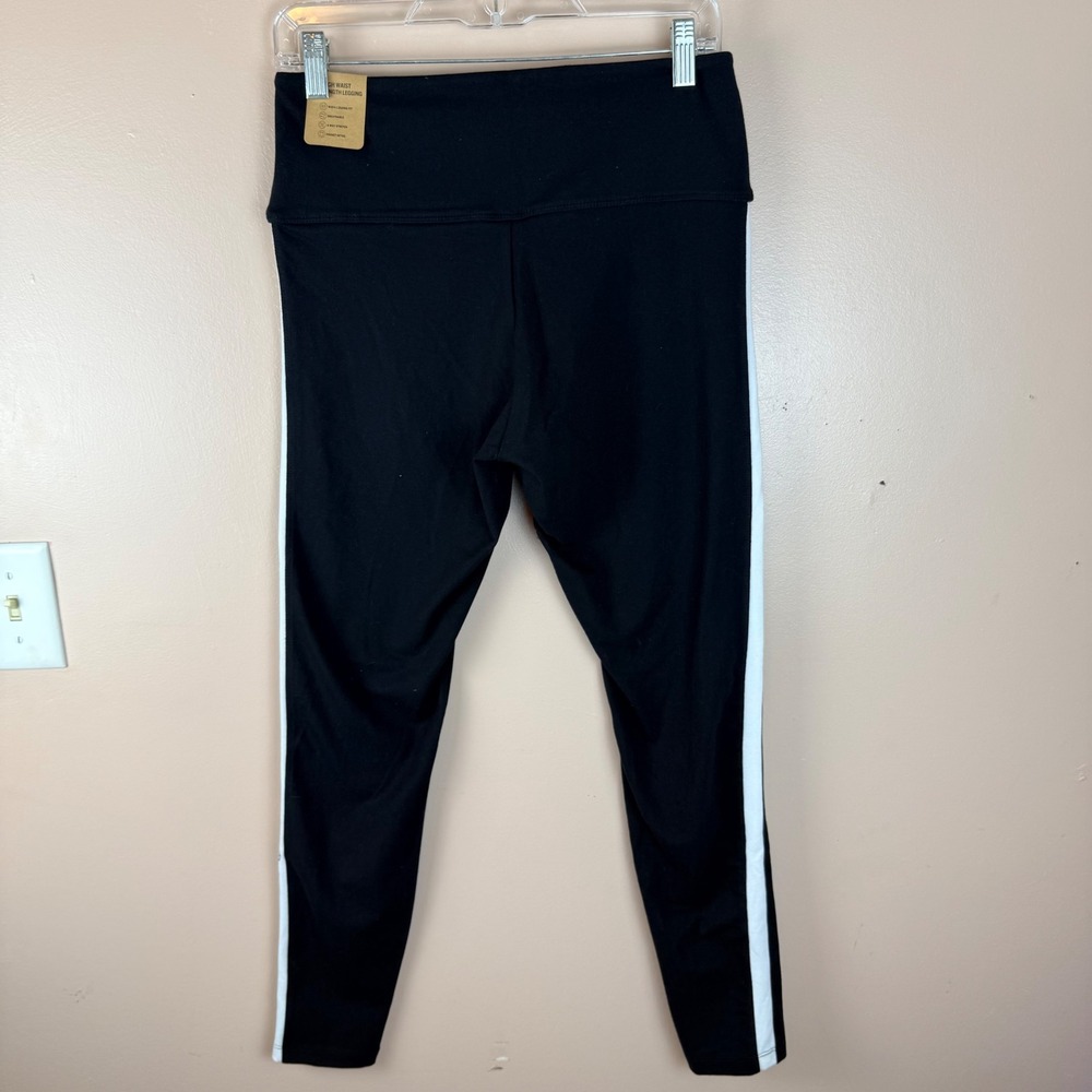 Pink Victoria's Secret High Waist Full Length Leggings Black White Stripe L NWT - Picture 8 of 11